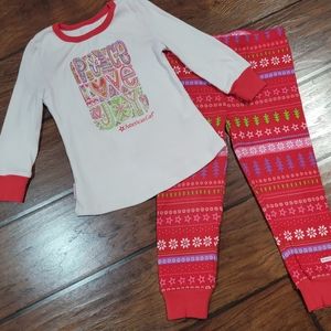 American Girl Red and White Peace Love Joy Pajama Set